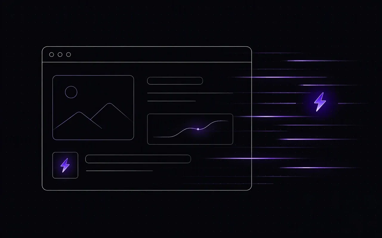 TOAWEB home hero graphic with technical webstudio panels and build-for-speed labels.
